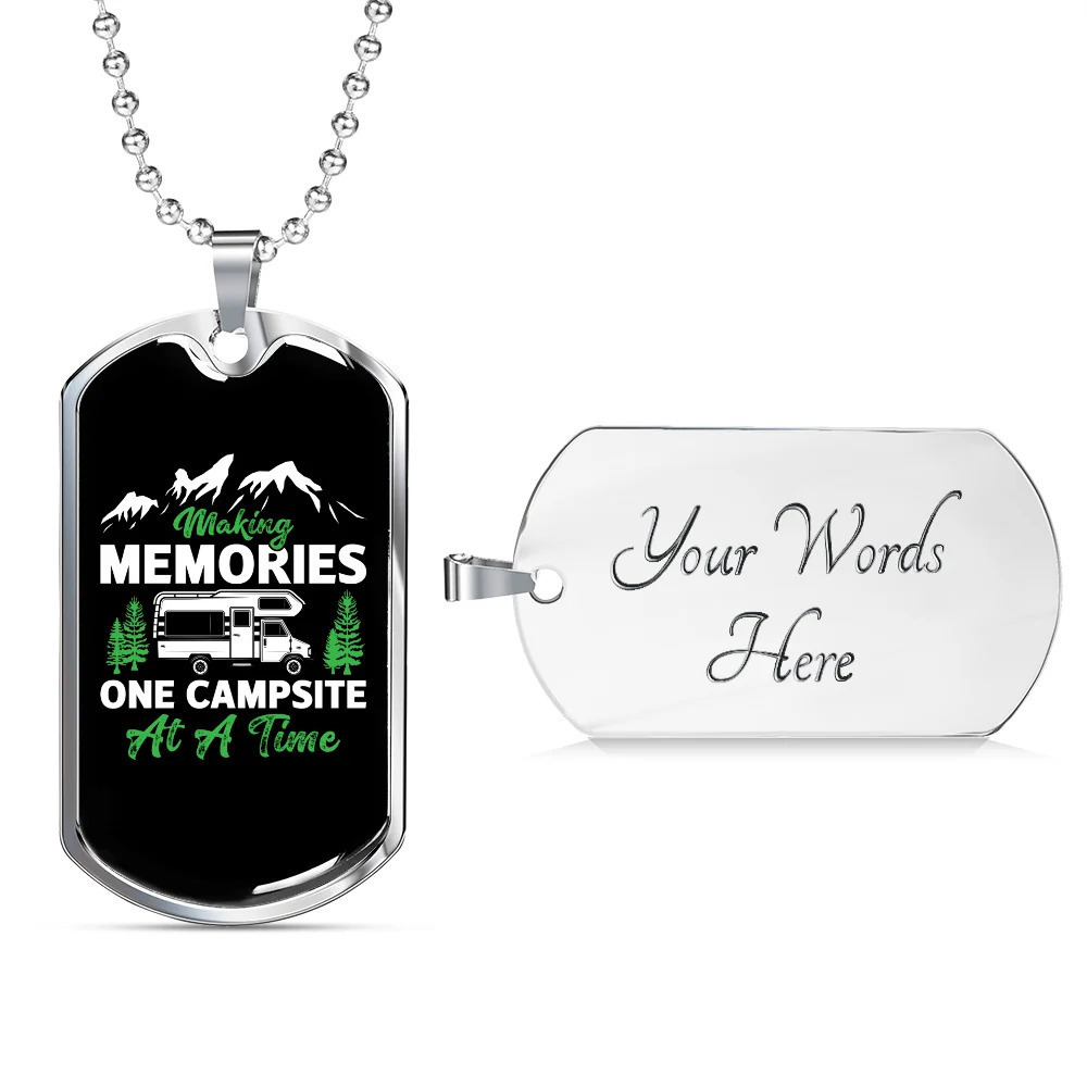Camper Necklace Making Memories One Personalized Engraved Silver Dog Tag Neckla